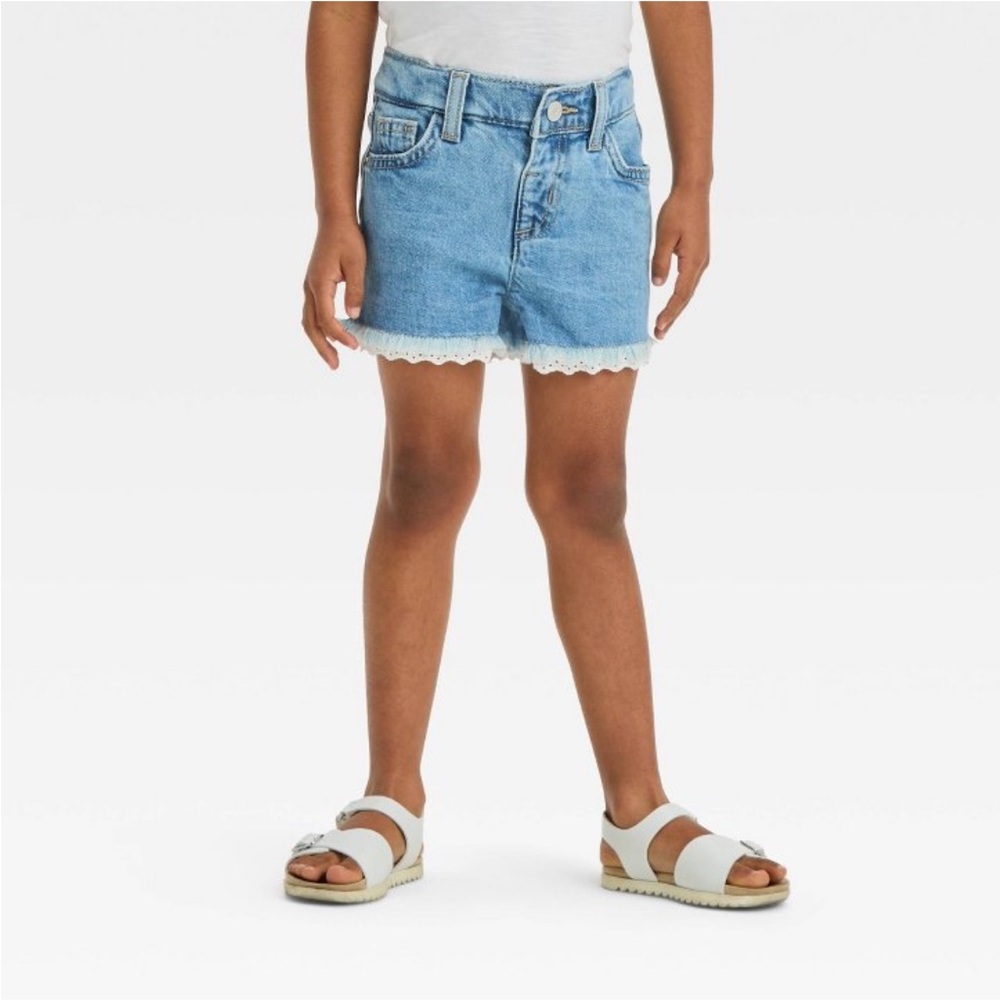 Denim Lace Trim Kids Shorts